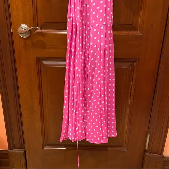 Pink Essentiel Antwerp Vundamental Polka Dot Maxi Wrap Dress