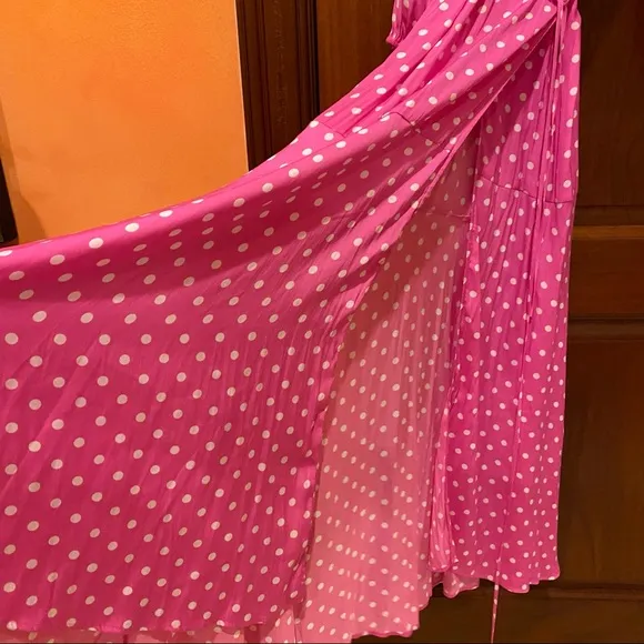 Pink Essentiel Antwerp Vundamental Polka Dot Maxi Wrap Dress