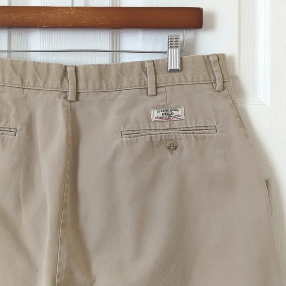 Polo Ralph Lauren 90's Vintage Prospect Classic Relaxed Fit Khaki Shorts Tan 34