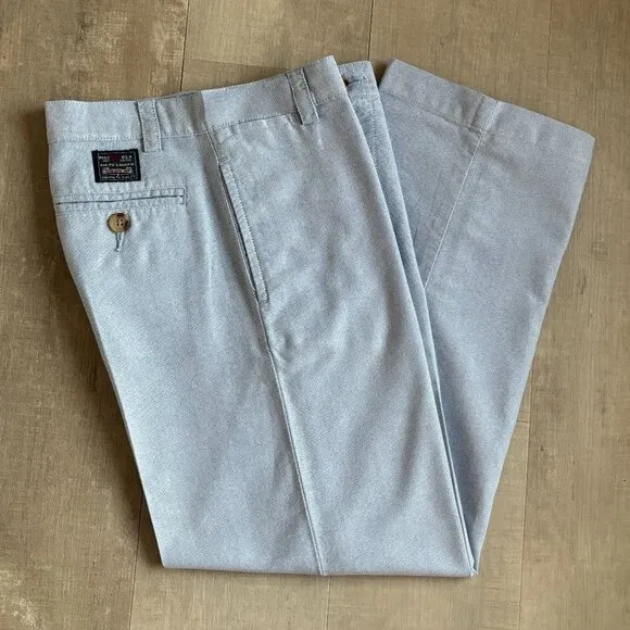 Polo Ralph Lauren Boys 100% Cotton Blue Oxford Slacks Classic Fit Size 7