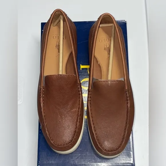 Polo Ralph Lauren Men Merton Leather Venetian Loafers Sz 7 Brown Dress Shoe New