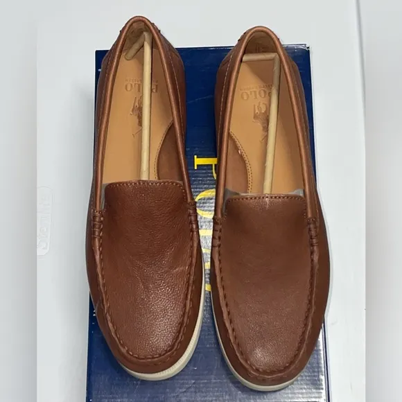 Polo Ralph Lauren Men Merton Leather Venetian Loafers Sz 8 Brown Dress Shoe New