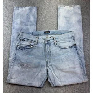 Polo Ralph Lauren Men's Jeans 34x30 Varick Slim‎ Straight Light Wash Distressed