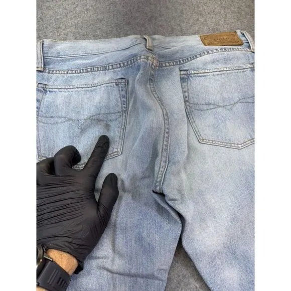 Polo Ralph Lauren Men's Jeans 34x30 Varick Slim‎ Straight Light Wash Distressed