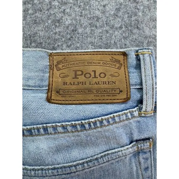 Polo Ralph Lauren Men's Jeans 34x30 Varick Slim‎ Straight Light Wash Distressed