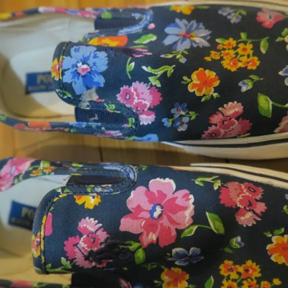 Polo Ralph Lauren Mytton Navy Floral Canvas Men's Sneakers Size 10 D