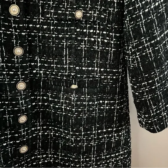 Pomander place tweed Stacie mini dress ladies large black white
