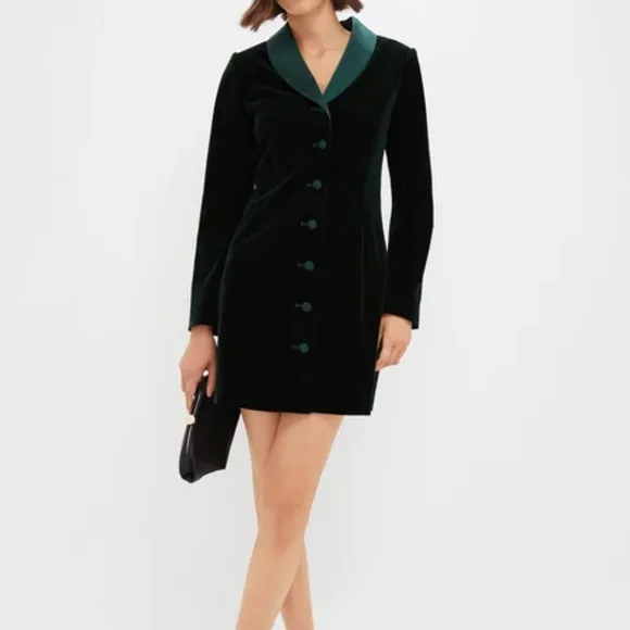 POMANDER PLACEDark Green Velvet Stacie Dress