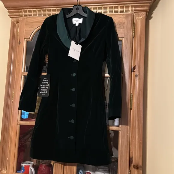 POMANDER PLACEDark Green Velvet Stacie Dress