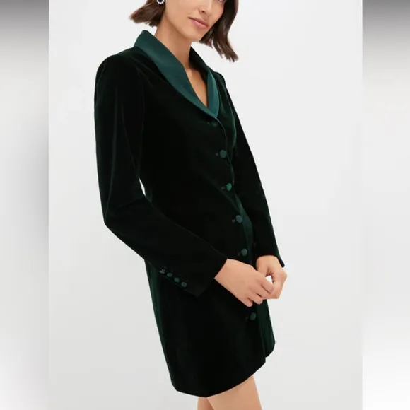 POMANDER PLACEDark Green Velvet Stacie Dress