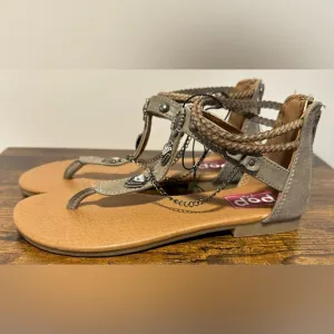 POP Girls Grey Ambrosia Ankle Strap Flat Sandals NWT Various Sizes