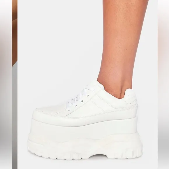 Poster Girl X Dolls Kill White Pay The Bills Super Chunky Platform Sneakers 9