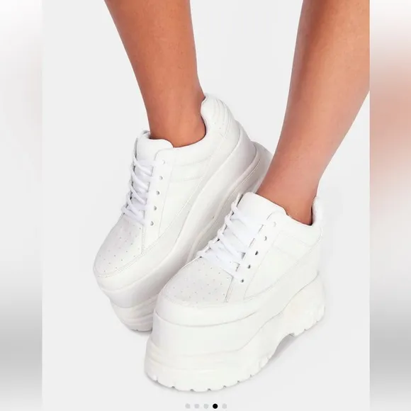 Poster Girl X Dolls Kill White Pay The Bills Super Chunky Platform Sneakers 9