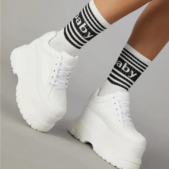 Poster Girl X Dolls Kill White Pay The Bills Super Chunky Platform Sneakers 9