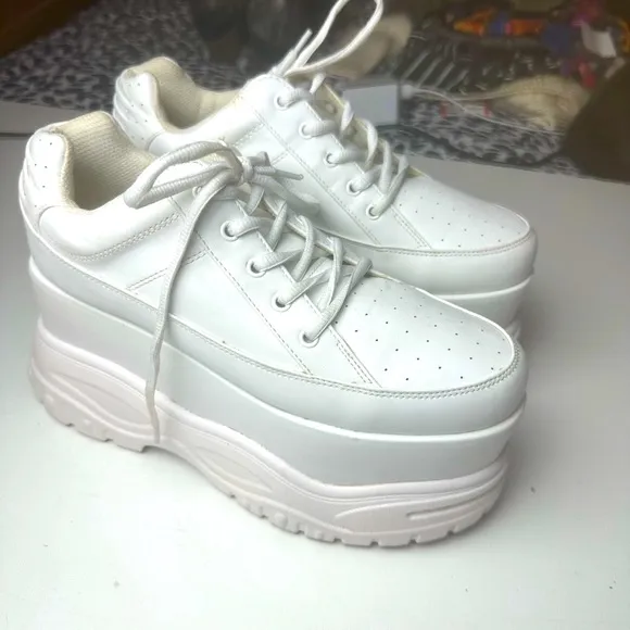 Poster Girl X Dolls Kill White Pay The Bills Super Chunky Platform Sneakers 9