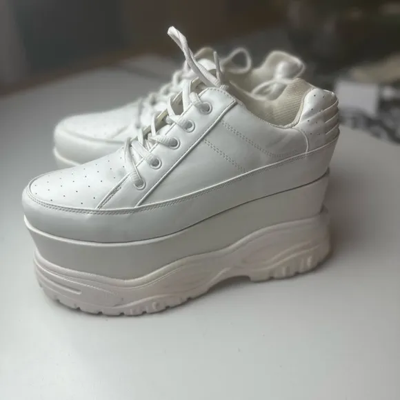Poster Girl X Dolls Kill White Pay The Bills Super Chunky Platform Sneakers 9