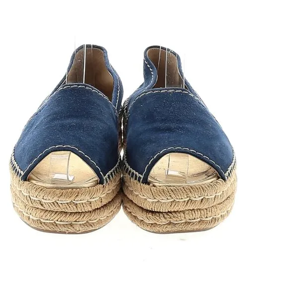 Prada Blue Suede Peep toe Platform Espadrille Sandal