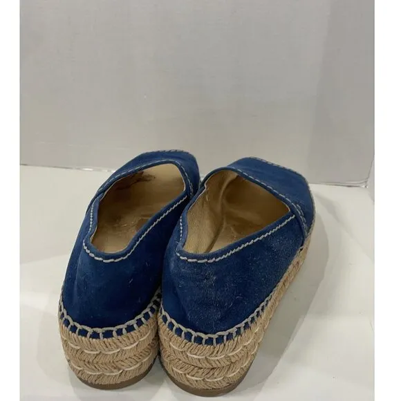 Prada Blue Suede Peep toe Platform Espadrille Sandal