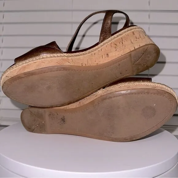 Prada Brown Leather Platform Wedges Size 8 (38) Great Condition 2 3/4” Heel.