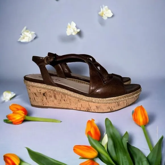 Prada Brown Leather Platform Wedges Size 8 (38) Great Condition 2 3/4” Heel.