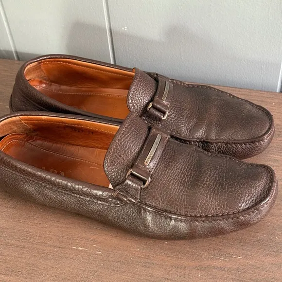 Prada Leather Loafers Driving Moccasins Brown Dress Shoes Size 11