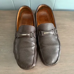 Prada Leather Loafers Driving Moccasins Brown Dress Shoes Size 11