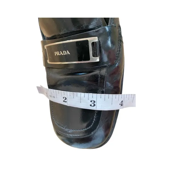 PRADA Vintage Classic Black Patent Leather Loafer Moccasin Shoes EU 39.5 US8.5