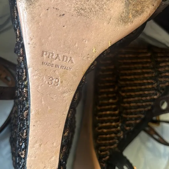 Prada Wedge Strappy Sandals size 8.5