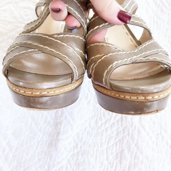 Prada Womens Neutral Tan Strappy Slingback Sandals 39.5 US Sz 9