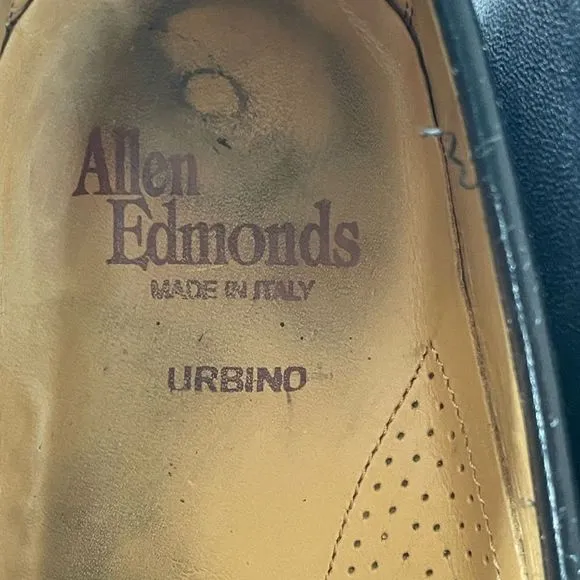 Pre-Owed Allen Edmonds Made in Italy Mens Black Leather Dress Loafers Size 8.5