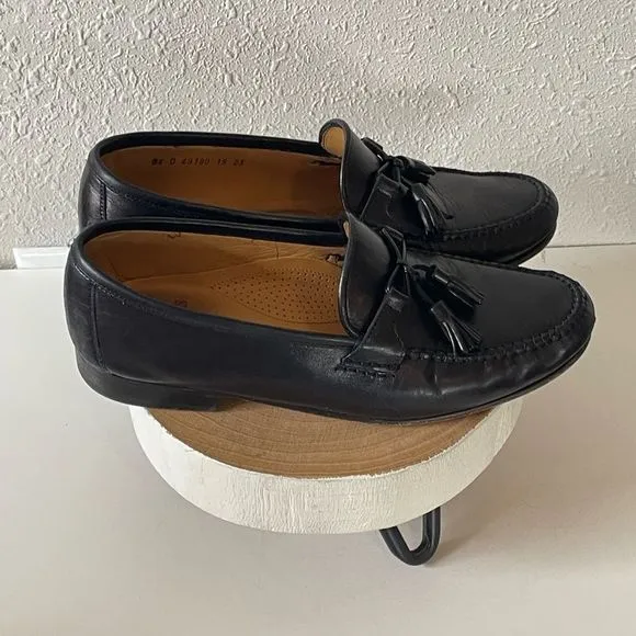 Pre-Owed Allen Edmonds Made in Italy Mens Black Leather Dress Loafers Size 8.5