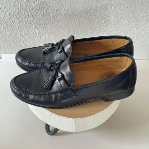 Pre-Owed Allen Edmonds Made in Italy Mens Black Leather Dress Loafers Size 8.5