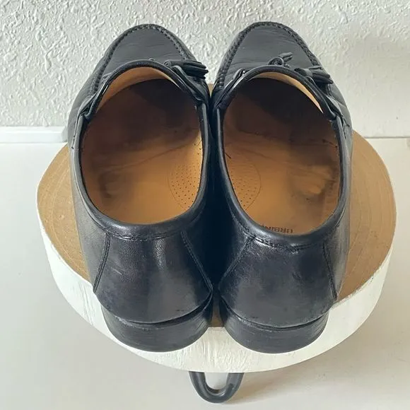Pre-Owed Allen Edmonds Made in Italy Mens Black Leather Dress Loafers Size 8.5