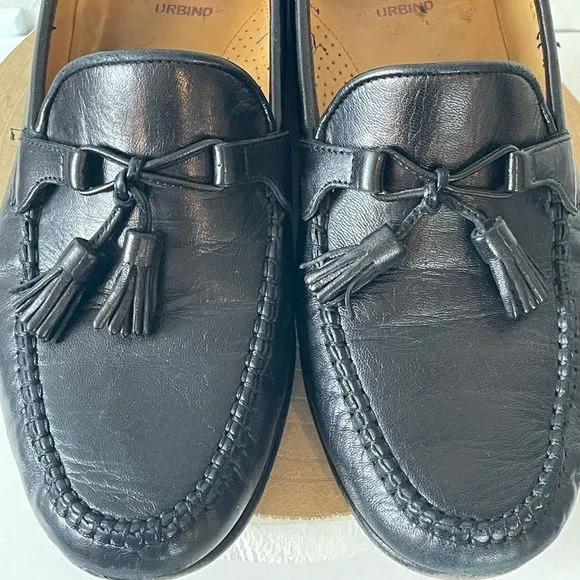 Pre-Owed Allen Edmonds Made in Italy Mens Black Leather Dress Loafers Size 8.5