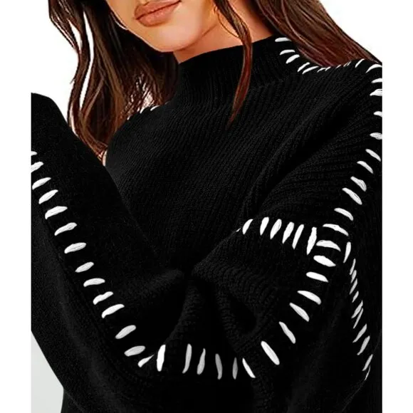 PRETTYGARDEN Womens Black  Chunky Knit Winter Sweaters Casual Pullover Sweater