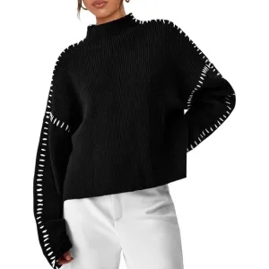 PRETTYGARDEN Womens Black  Chunky Knit Winter Sweaters Casual Pullover Sweater