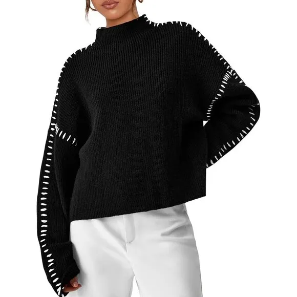 PRETTYGARDEN Womens Black  Chunky Knit Winter Sweaters Casual Pullover Sweater