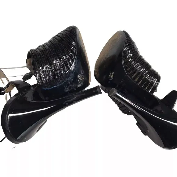 Proenza Schouler Patent Leather Sandals Zip Black Strappy Buckle made in Italy