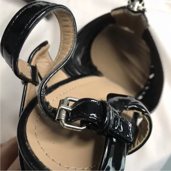 Proenza Schouler Patent Leather Sandals Zip Black Strappy Buckle made in Italy