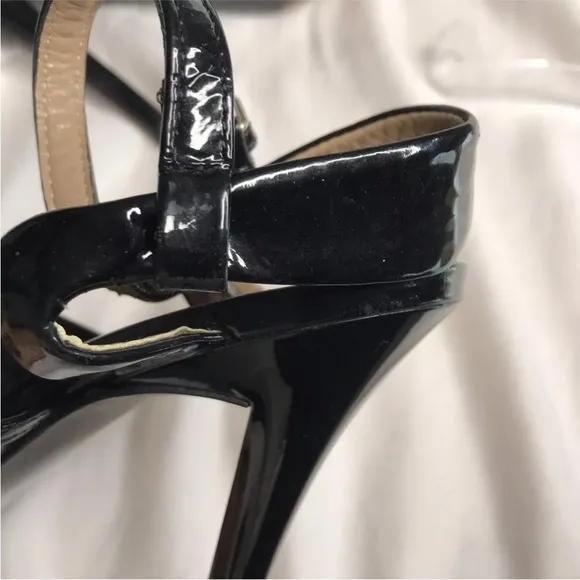 Proenza Schouler Patent Leather Sandals Zip Black Strappy Buckle made in Italy