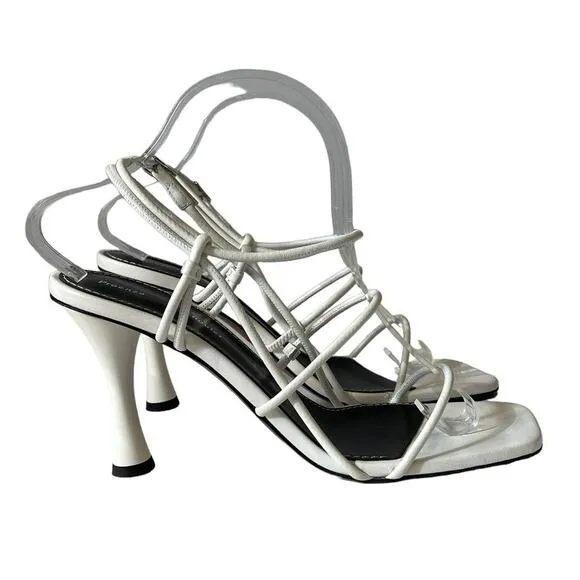 Proenza Schouler White Leather High Heel Strappy Sandals Size 40.5
