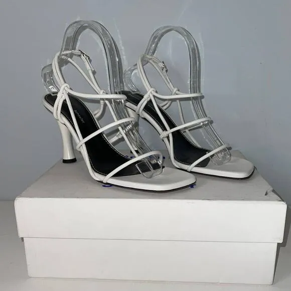 Proenza Schouler White Leather High Heel Strappy Sandals Size 40.5