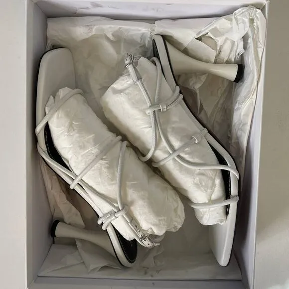 Proenza Schouler White Leather High Heel Strappy Sandals Size 40.5