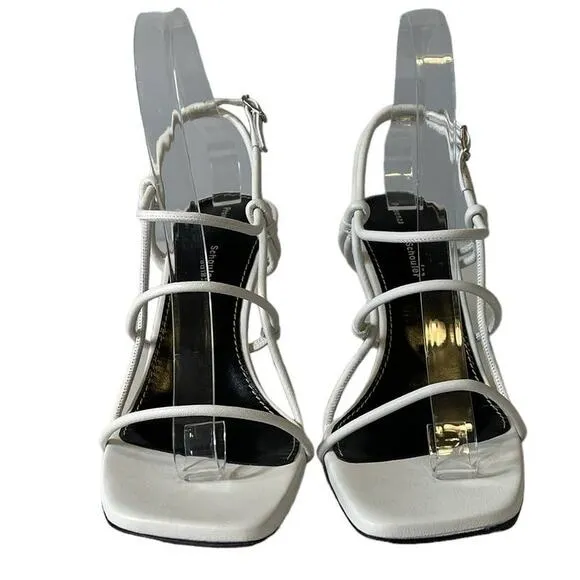 Proenza Schouler White Leather High Heel Strappy Sandals Size 40.5