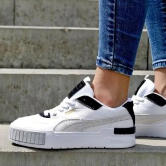 Puma Cali Sport Mix Platform Sneakers Chunky Trainers White/Black Sz 9