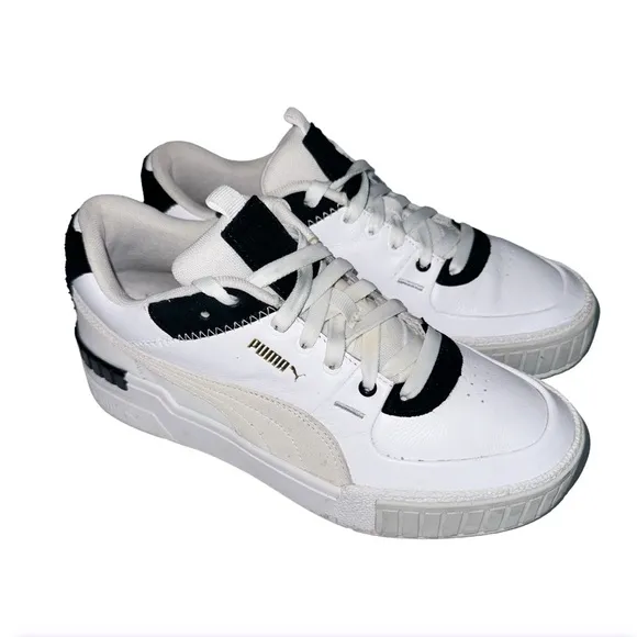 Puma Cali Sport Mix Platform Sneakers Chunky Trainers White/Black Sz 9