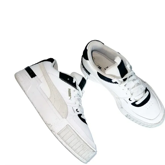 Puma Cali Sport Mix Platform Sneakers Chunky Trainers White/Black Sz 9