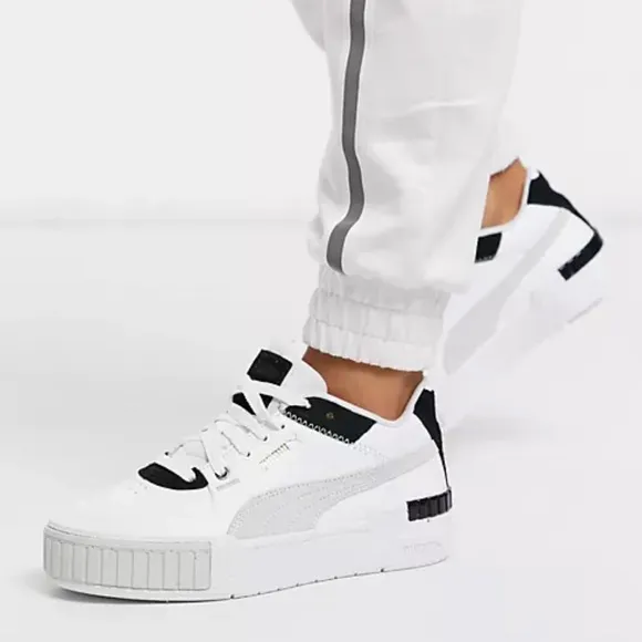 Puma Cali Sport Mix Platform Sneakers Chunky Trainers White/Black Sz 9