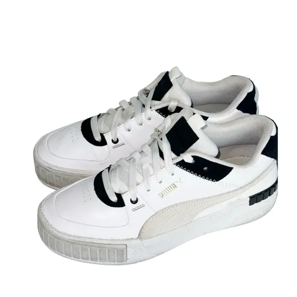 Puma Cali Sport Mix Platform Sneakers Chunky Trainers White/Black Sz 9