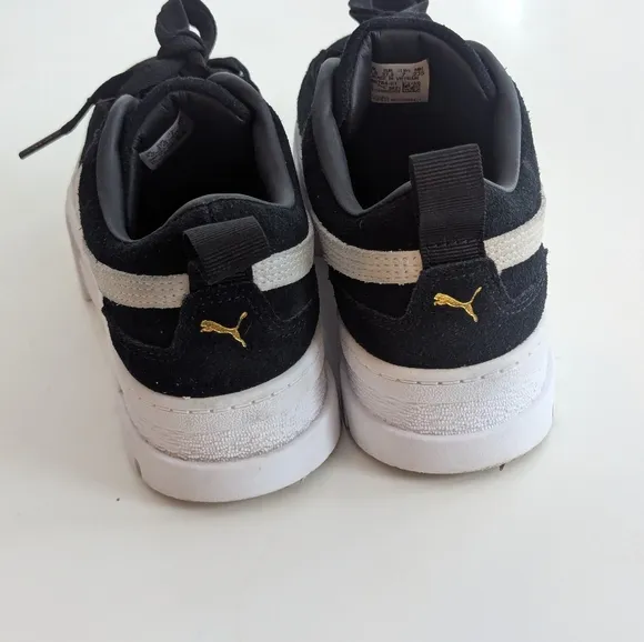 Puma Mayze Chunky Platform Lug Sole Black White Leather Sneakers Trainers, Sz 7
